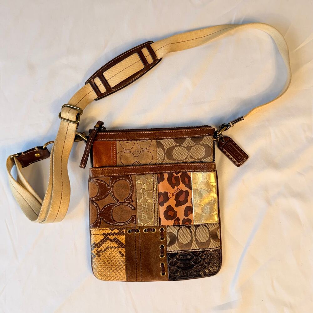 Coach Y2K Patchwork Signature Leopard Print Crossbody Bag